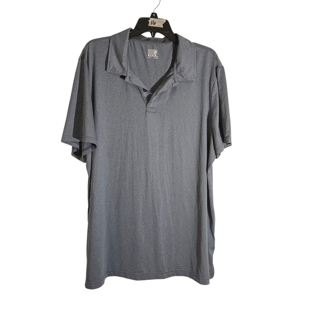 32 Degrees Cool Mens Polo Shirt XXL Gray Heather Short Sleeve Performance Top